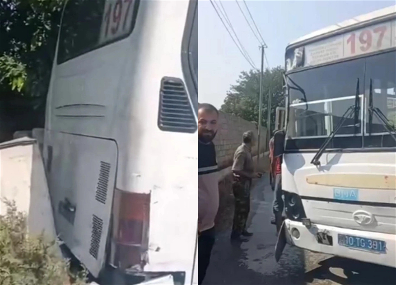 В Баку автобус с пассажирами протаранил стену дома - ВИДЕО